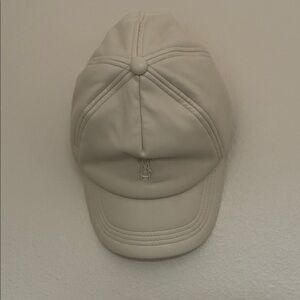 Cream Leather Steve Madden Base Ball Cap